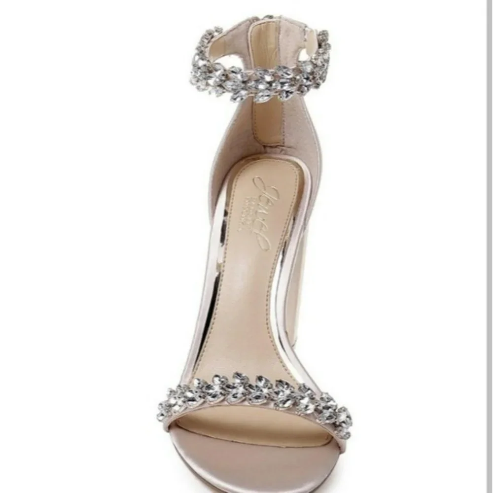 Jewel Badgley Mischka Mayra Evening Sandals Champagne 9 - Picture 3 of 8